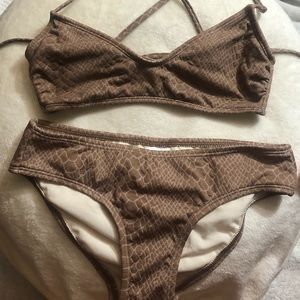 brown snake detail bikini set